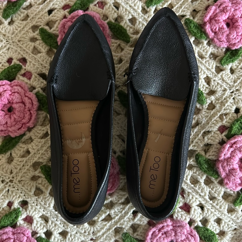 Leather upper black slip ons